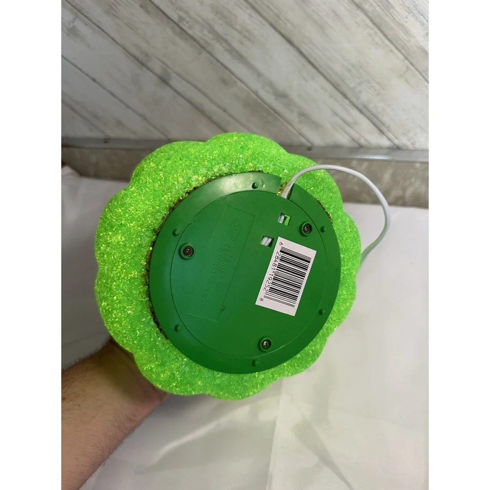 Vtg Melted Plastic Popcorn Green Pumpkin Light Up Halloween K Mart Seasons Brand